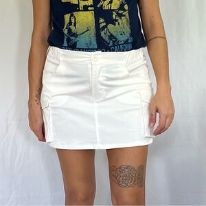 White Cargo Mini Skirt